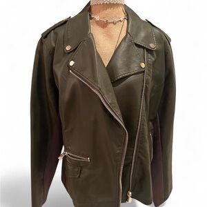 New York & Company Dark Olive Leather Jacket